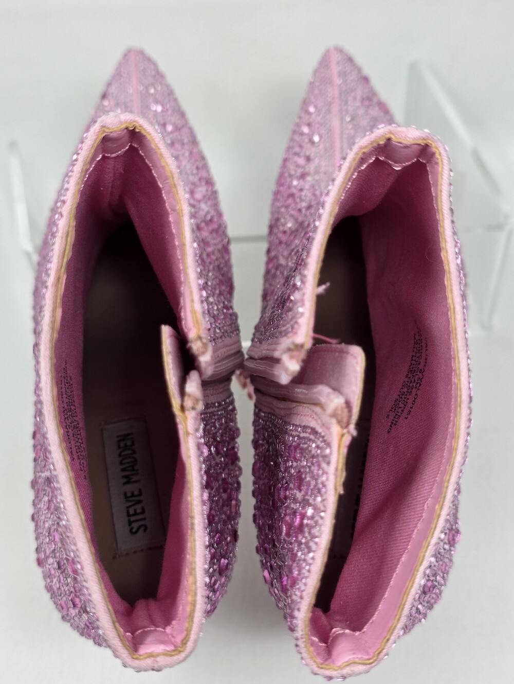 Steve Madden Pink Valora Bootie Rhinestone Sparkle Heels Women's Size 8.5 - Picture 9 of 12